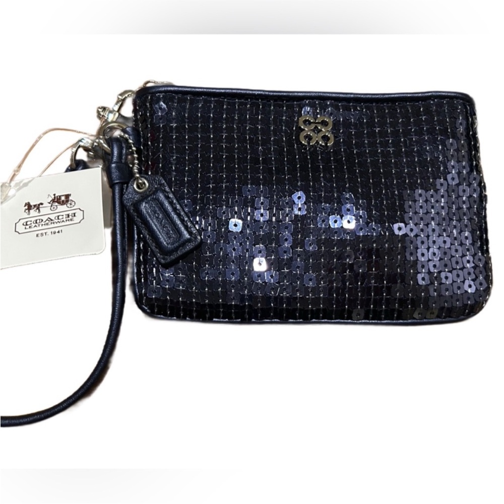 Coach NWT Occasion Sequin Wristlet in Midnight 46563